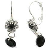 Mi Amore Flower Dangle-Earrings Silver-Tone/Black