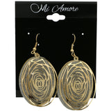 Mi Amore Rose Cutout Glitter Background Dangle-Earrings Gold-Tone/Silver-Tone