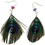 Mi Amore Peacock Feather Dangle-Earrings Multicolor