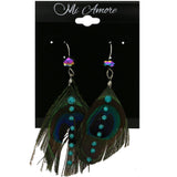 Mi Amore Peacock Feather Dangle-Earrings Multicolor