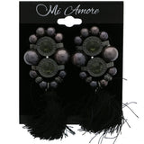 Mi Amore Black Tassel Dangle-Earrings Silver-Tone/Gray