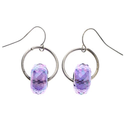 Mi Amore AB Finish Dangle-Earrings Purple/Silver-Tone