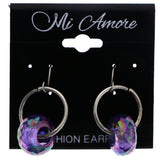 Mi Amore AB Finish Dangle-Earrings Purple/Silver-Tone