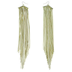 Gold-Tone Metal Tassel-Earrings With Crystal Accents