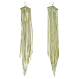Gold-Tone Metal Tassel-Earrings With Crystal Accents