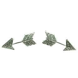 Silver-Tone Metal Arrow Stud-Earrings With Crystal Accents