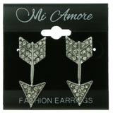Silver-Tone Metal Arrow Stud-Earrings With Crystal Accents