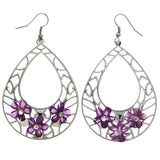 Mi Amore Flower Dangle-Earrings Silver-Tone/Purple