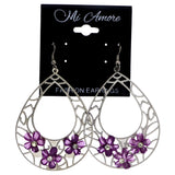 Mi Amore Flower Dangle-Earrings Silver-Tone/Purple