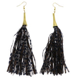 Mi Amore Cheetah Print Dangle-Earrings Gray/Gold-Tone