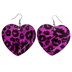 Mi Amore Cheetah Print Dangle-Earrings Purple/Black