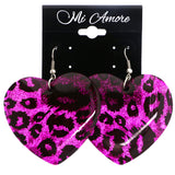 Mi Amore Cheetah Print Dangle-Earrings Purple/Black