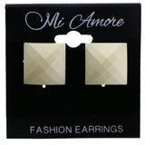 Mi Amore Faceted Stud-Earrings White