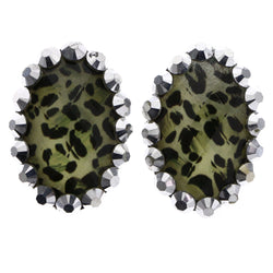 Mi Amore Cheetah Print Stud-Earrings Silver-Tone/Yellow
