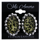 Mi Amore Cheetah Print Stud-Earrings Silver-Tone/Yellow