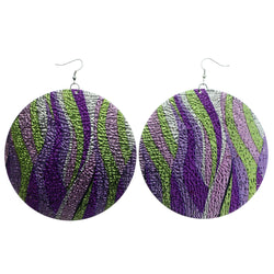 Mi Amore Textured Dangle-Earrings Purple/Green
