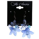 Mi Amore Flower AB Finish Dangle-Earrings Blue