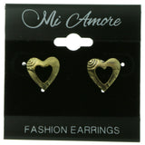 Gold-Tone Heart Metal Stud-Earrings