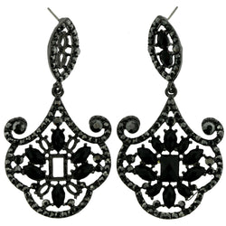 Mi Amore Drop-Dangle-Earrings Silver-Tone/Black