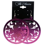 Mi Amore Ombre Flower Leaf Dangle-Earrings Purple & Pink