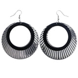 Mi Amore Textured Dangle-Earrings Silver-Tone/Black