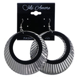 Mi Amore Textured Dangle-Earrings Silver-Tone/Black