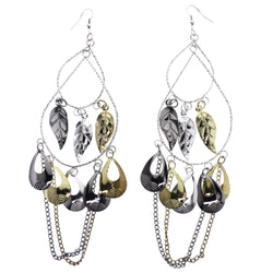 Mi Amore Leaf Dangle-Earrings Silver-Tone/Gold-Tone