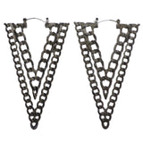 Mi Amore Chain Triangle Hoop-Earrings Black/Silver-Tone