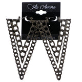 Mi Amore Chain Triangle Hoop-Earrings Black/Silver-Tone