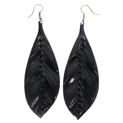 Mi Amore Leaf Dangle-Earrings Black