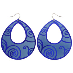 Mi Amore Swirly Line Dangle-Earrings Blue