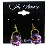 Mi Amore AB Finish Dangle-Earrings Purple/Gold-Tone