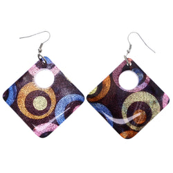 Mi Amore Glitter Retro Dangle-Earrings Multicolor & Silver-Tone