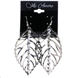 Mi Amore Leaf Dangle-Earrings Silver-Tone