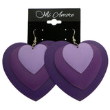 Mi Amore Heart Dangle-Earrings Purple