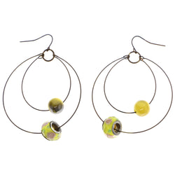 Mi Amore Antiqued Flower Dangle-Earrings Yellow & Gold-Tone