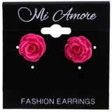 Mi Amore Glitter Rose Stud-Earrings Pink
