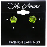 Mi Amore Flower Stud-Earrings Green/Silver-Tone
