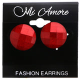 Mi Amore Faceted Stud-Earrings Red