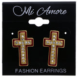 Mi Amore Cross Stud-Earrings Gold-Tone/Red