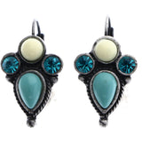 Mi Amore Antiqued Dangle-Earrings Blue/Silver-Tone