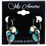 Mi Amore Antiqued Dangle-Earrings Blue/Silver-Tone