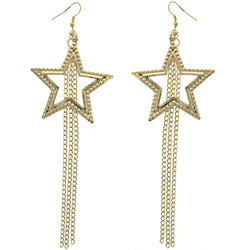 Mi Amore Star Chains Dangle-Earrings Gold-Tone