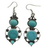 Mi Amore Faux-Turquoise Dangle-Earrings Silver-Tone/Blue