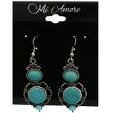 Mi Amore Faux-Turquoise Dangle-Earrings Silver-Tone/Blue