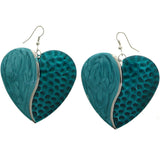 Mi Amore Heart Dangle-Earrings Blue/Silver-Tone