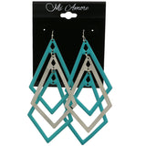 Mi Amore Layered Diamond Dangle-Earrings Blue/Silver-Tone