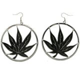 Mi Amore Leaf Dangle-Earrings Silver-Tone/Black