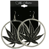 Mi Amore Leaf Dangle-Earrings Silver-Tone/Black