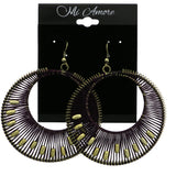 Mi Amore String Dangle-Earrings Purple/Gold-Tone